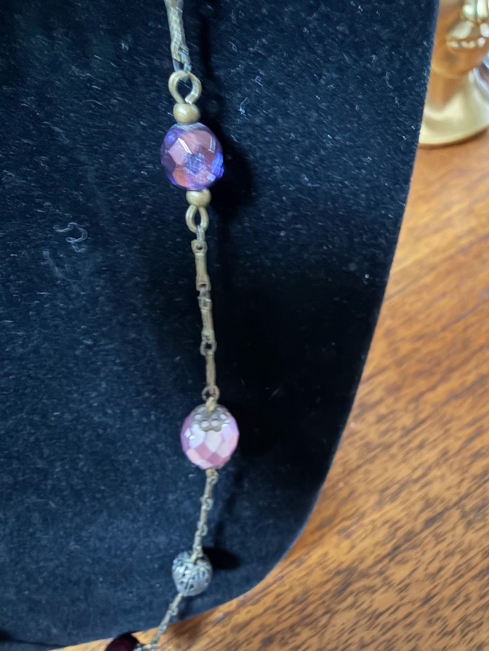 Long Purple Bead Station Necklace - Women Jewelry - Picture 4 of 9